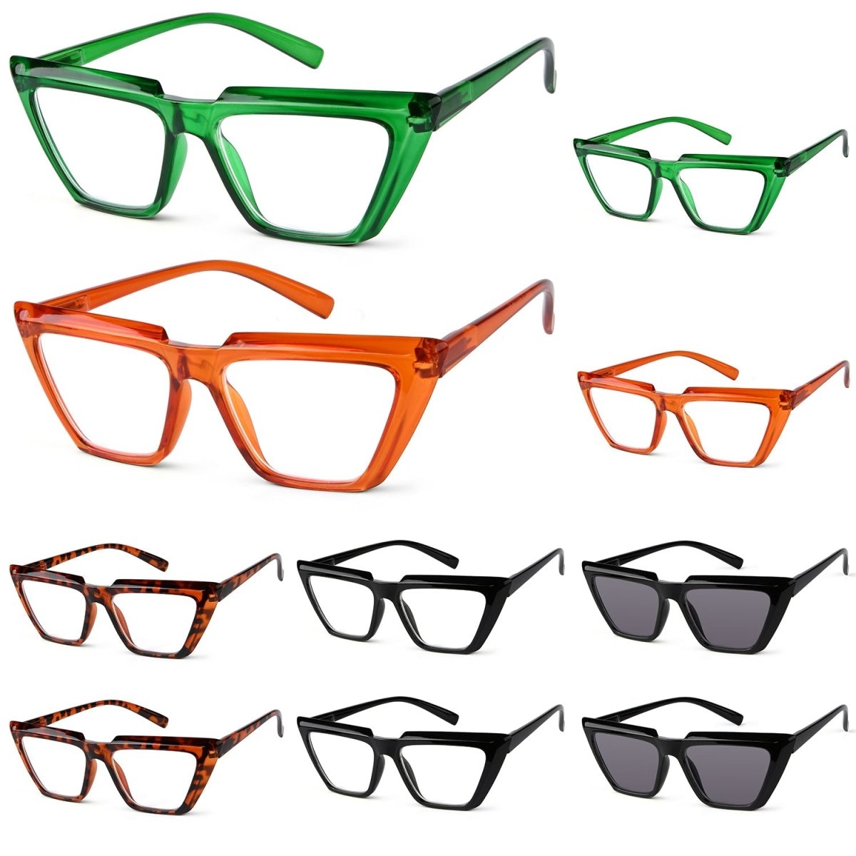 10 Pack Cat - Eye Large Reading Glasses Include 2 Reading Sunglasses R2138 - Gr8sight