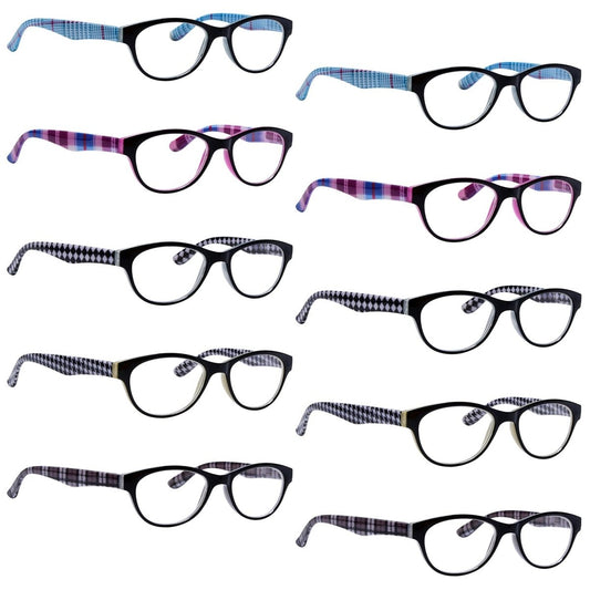 10 Pack Cat - eye Patterned Design Reading Glasses R074S - Gr8sight