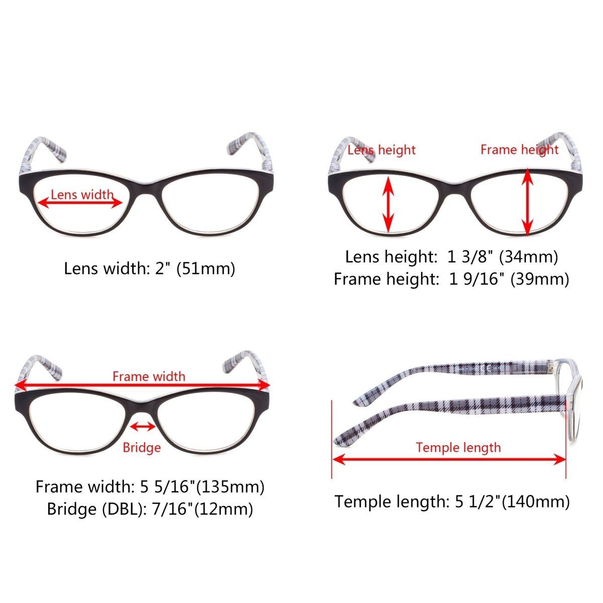 10 Pack Cat - eye Patterned Design Reading Glasses R074S - Gr8sight