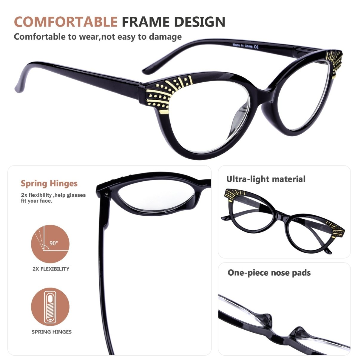 10 Pack Cat - eye Reading Glasses Chic Eyeglasses R2123 - Gr8sight