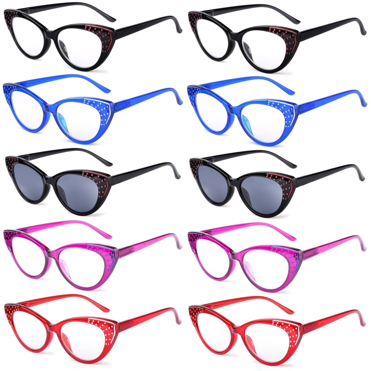 10 Pack Cat - eye Reading Glasses Ladies Readers R2115 - Gr8sight