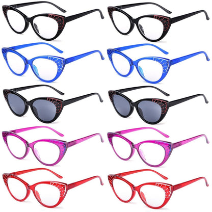 10 Pack Cat - eye Reading Glasses Ladies Readers R2115 - Gr8sight