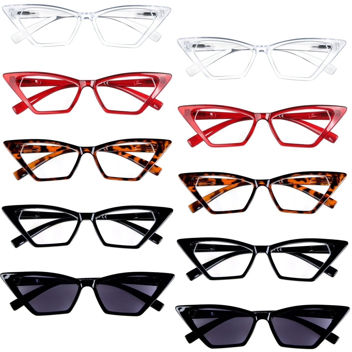 10 Pack Cat Eye Reading Glasses Stylish Readers with High Vision R2131 - Gr8sight