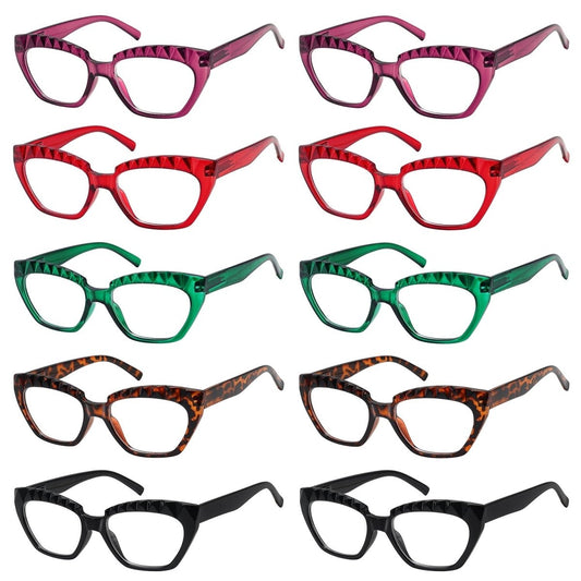 10 Pack Cat - eye Stylish Reading Glasses with Spring Hinges R2133 - Gr8sight