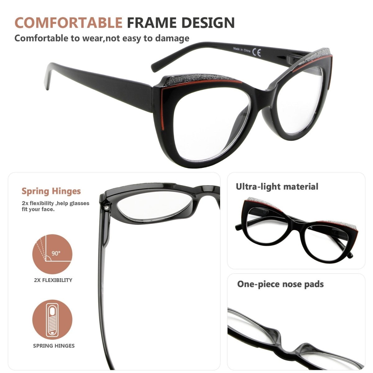 10 Pack Chic Cat - eye Fully Magnified Reading Glasses R2118 - Gr8sight