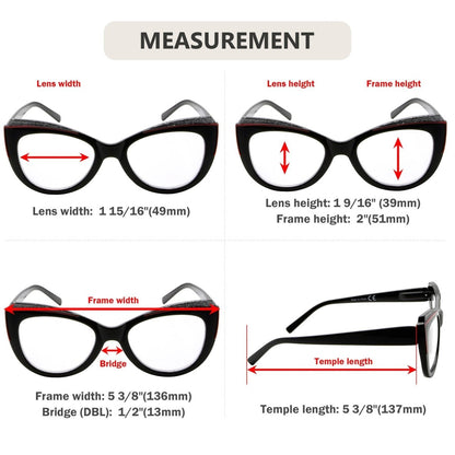 10 Pack Chic Cat - eye Fully Magnified Reading Glasses R2118 - Gr8sight