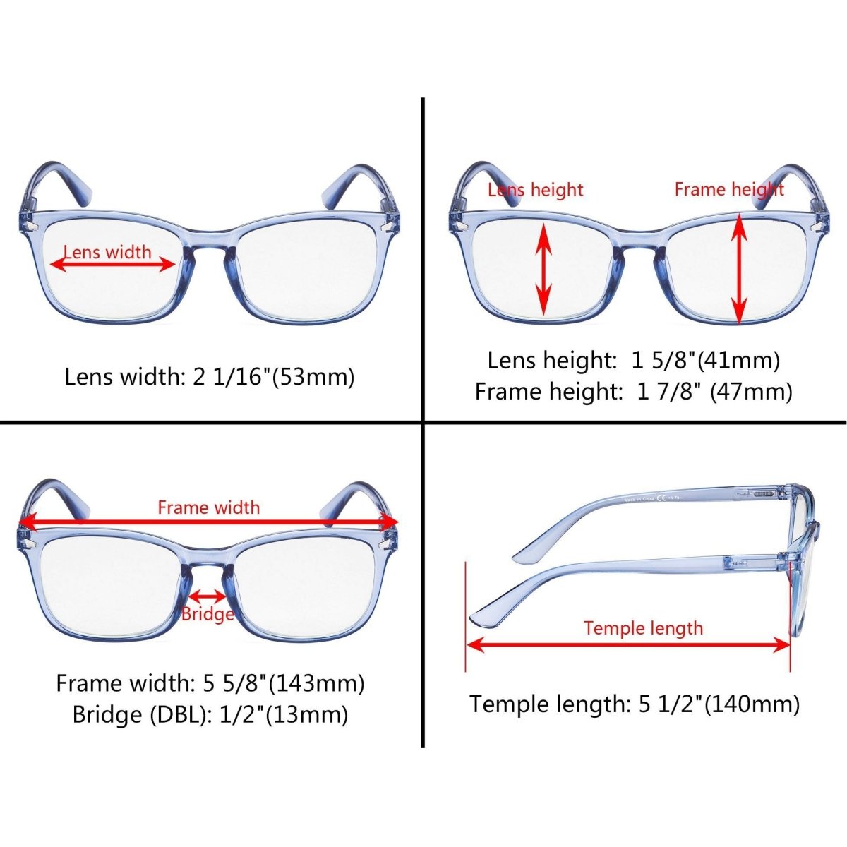 10 Pack Chic Rectangle Fully Magnified Reading Glasses RT1801 - Gr8sight