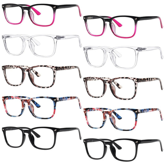 10 Pack Chic Rectangle Fully Magnified Reading Glasses RT1801 - Gr8sight