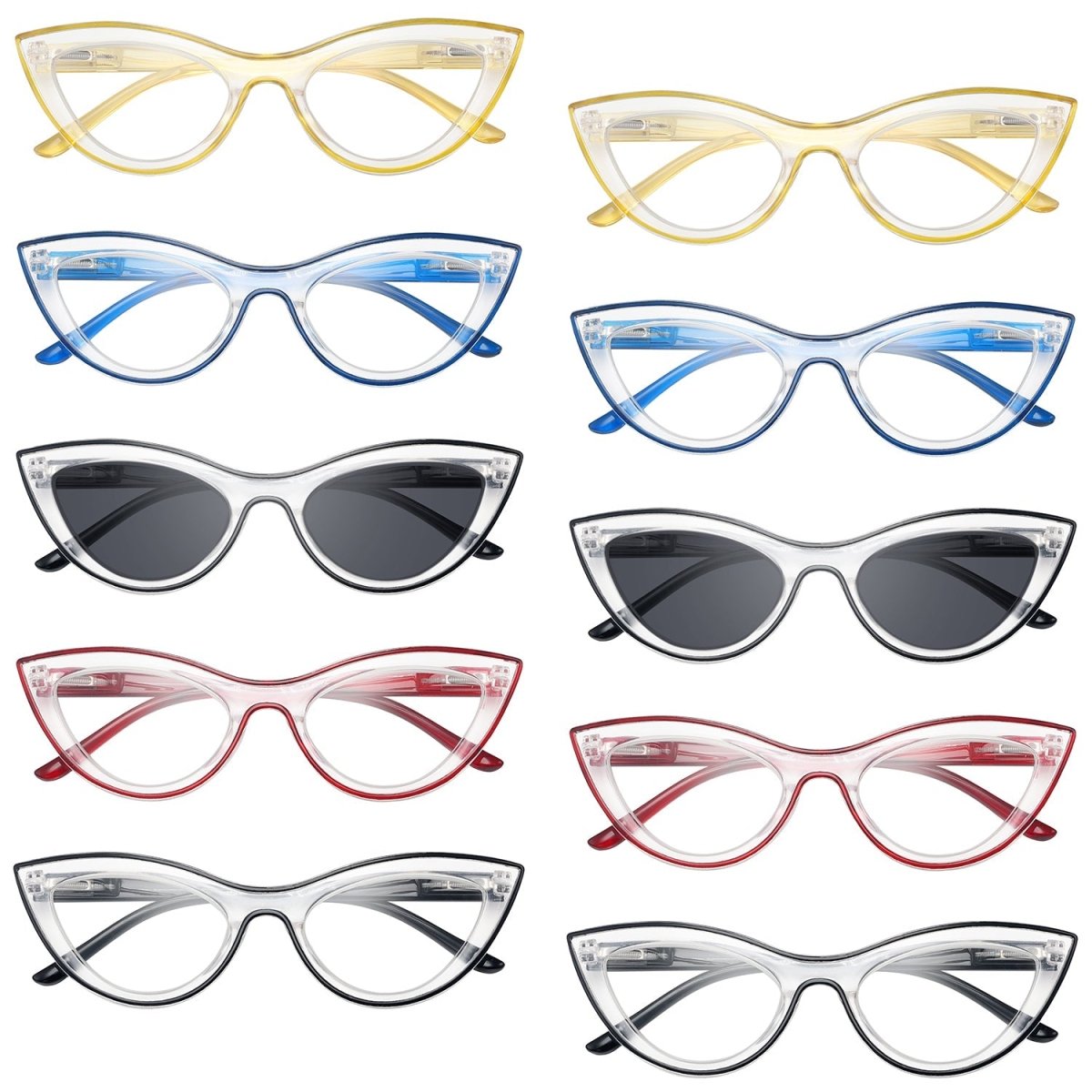 10 Pack Fashion Cat - eye Contrast Color Reading Glasses R2121 - Gr8sight