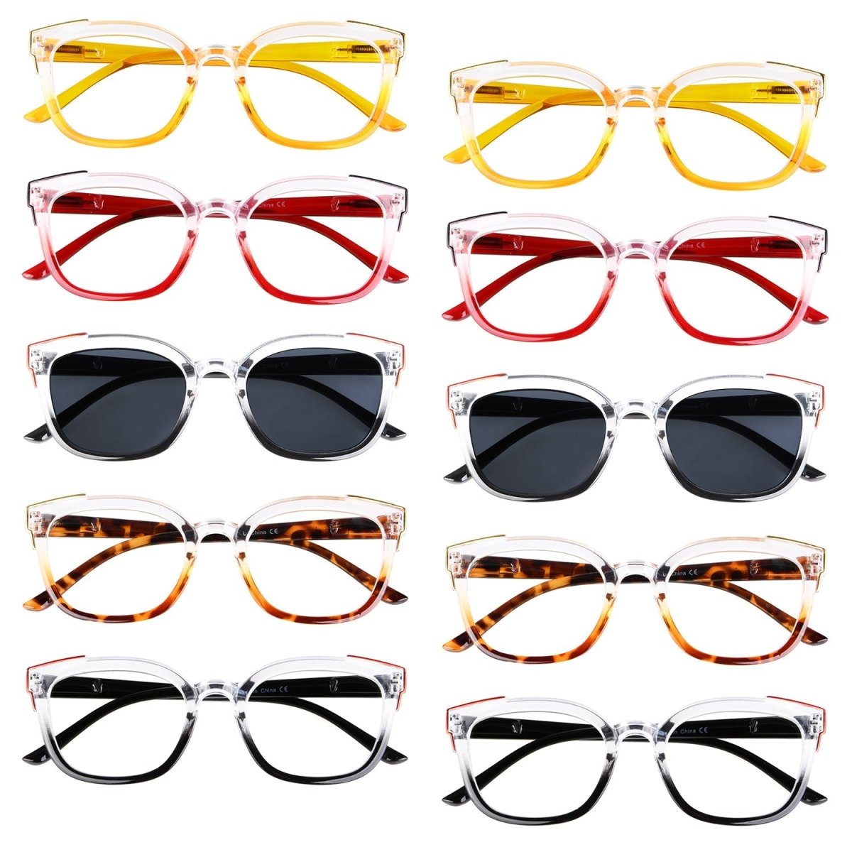 10 Pack Fashionable Reading Glasses Include Two Sunglasses R2114 - Gr8sight