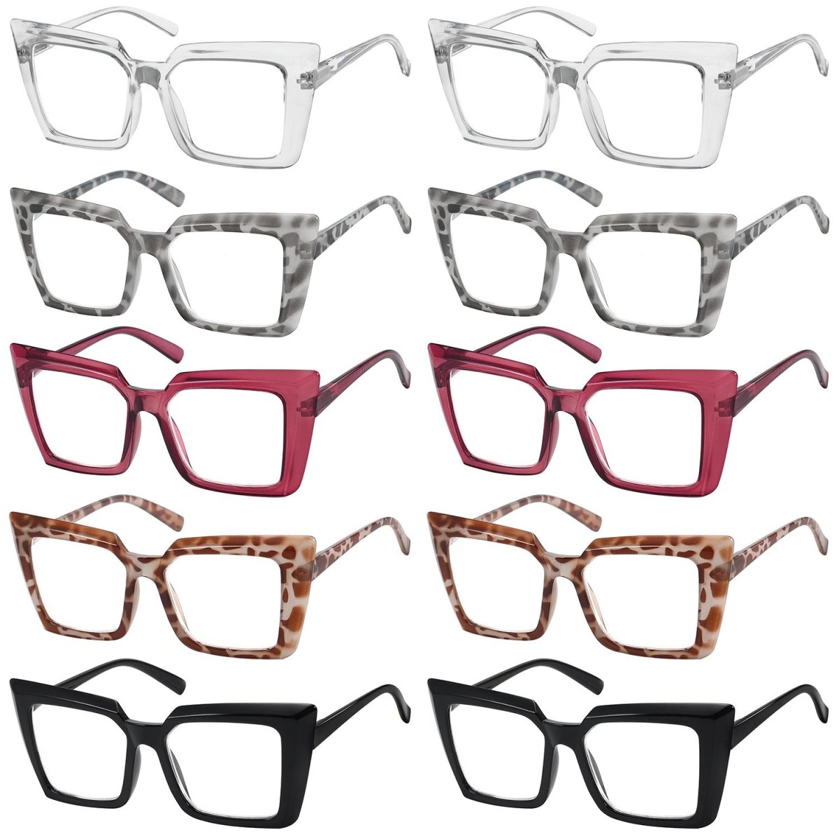 10 Pack Large Frame Reading Glasses Oversized Readers R2141 - Gr8sight