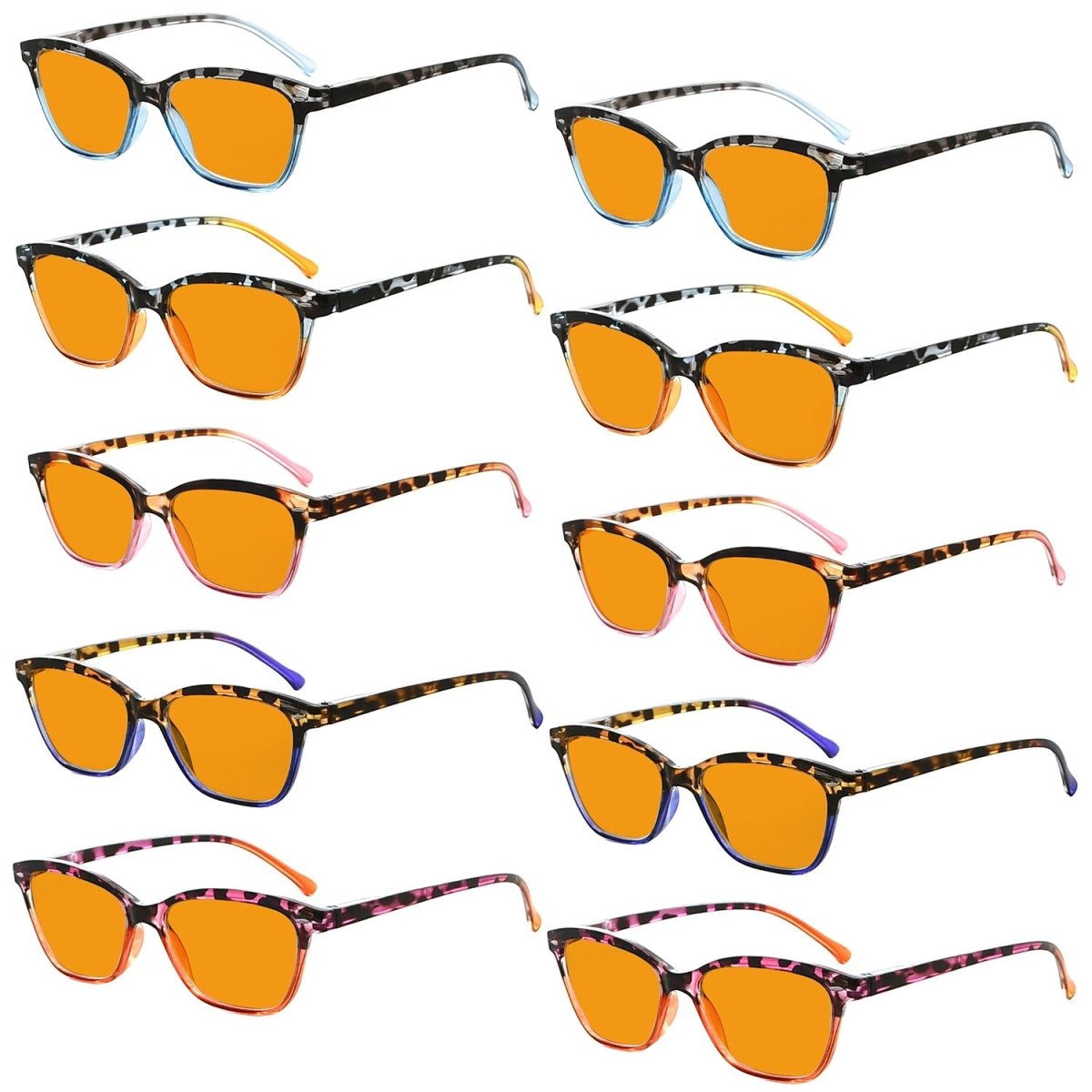 10 Pack Orange Lens Cat Eye Blue Light Blocking Reading Glasses DS9111 - Gr8sight