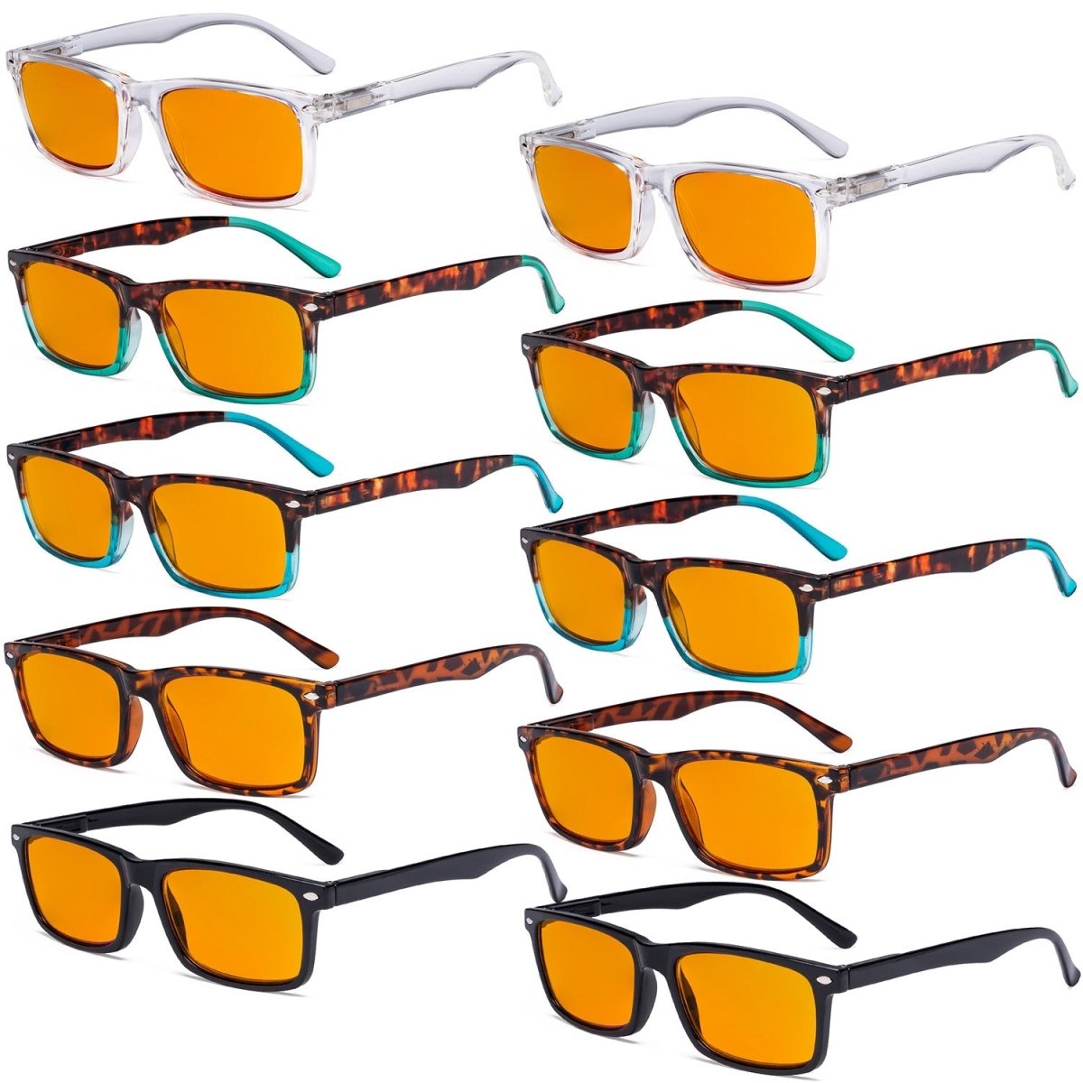 10 Pack Orange Tinted Blue Light Blocking Reading Glasses Computer Eyeglasses DSR899 - Gr8sight