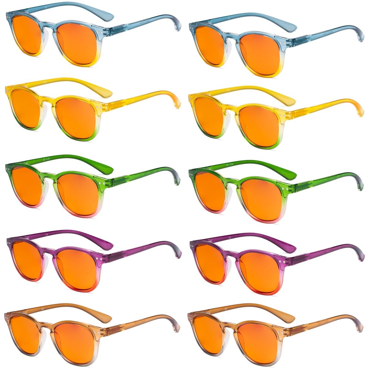 10 Pack Orange Tinted Blue Light Blocking Reading Glasses Computer Readers DS144 - Gr8sight