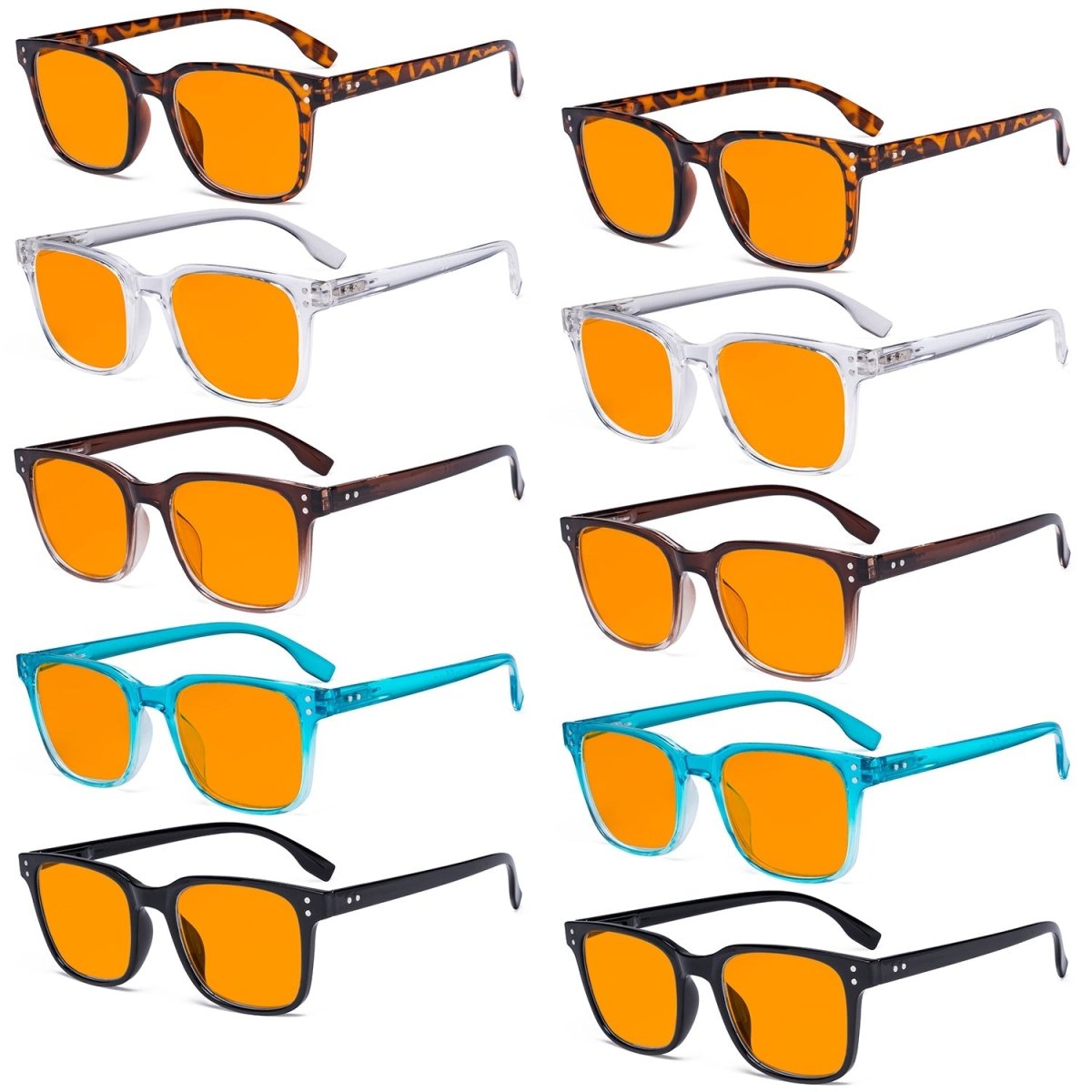 10 Pack Orange Tinted Blue Light Blocking Reading Glasses DST1804 - Gr8sight