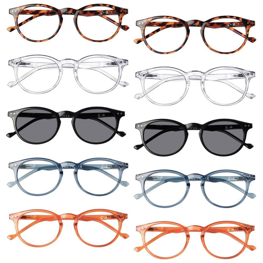 10 Pack Oval Reading Glasses Retro Ladies Round Readers R071 - Gr8sight