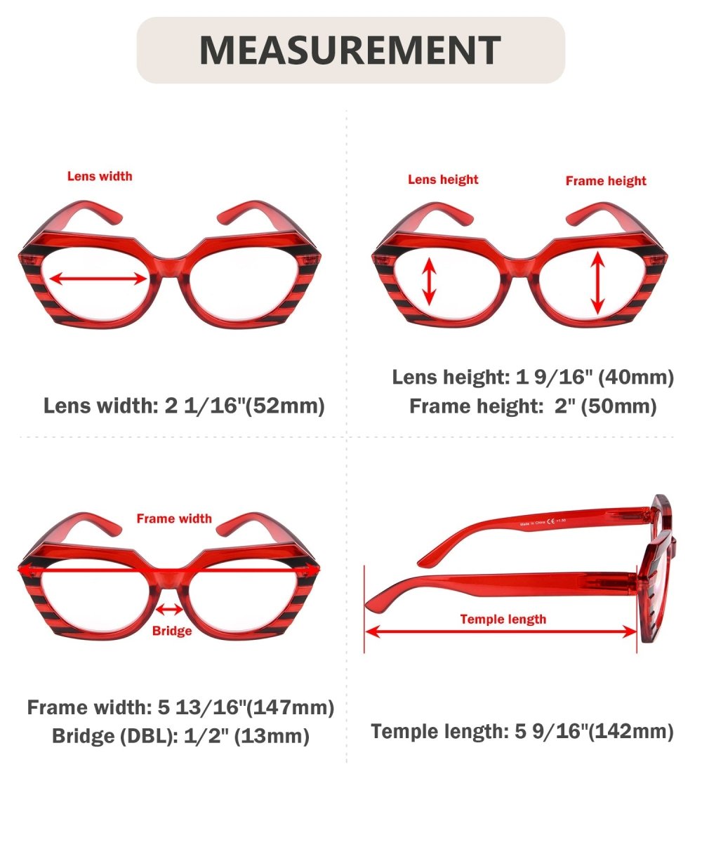 10 Pack Oversized Cat Eye Reading Glasses Stylish Ladies Funky Readers R2135 - Gr8sight