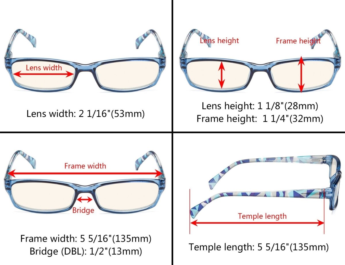 10 Pack Pattern Design Blue Light Filter Reading Glasses UVRT1803 - Gr8sight