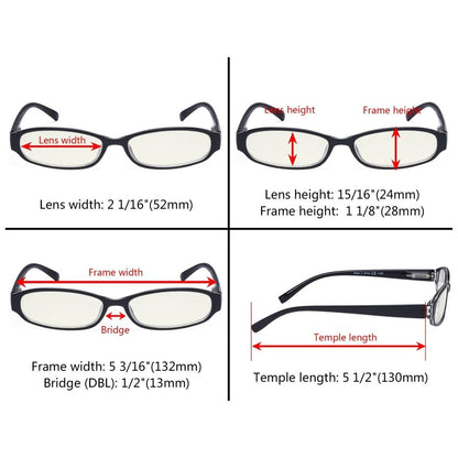 10 Pack Small Lens Rectangle Blue Light Filter Reading Glasses UVR9104K - Gr8sight