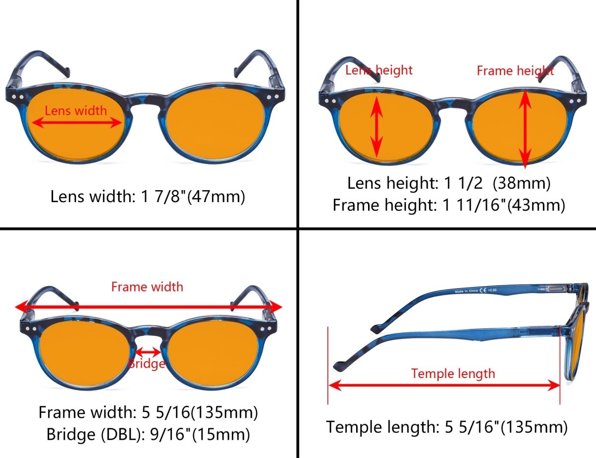 10 Pack Stylish Lightweight Oval Blue Light Blocking Reading Glasses DS071F - Gr8sight