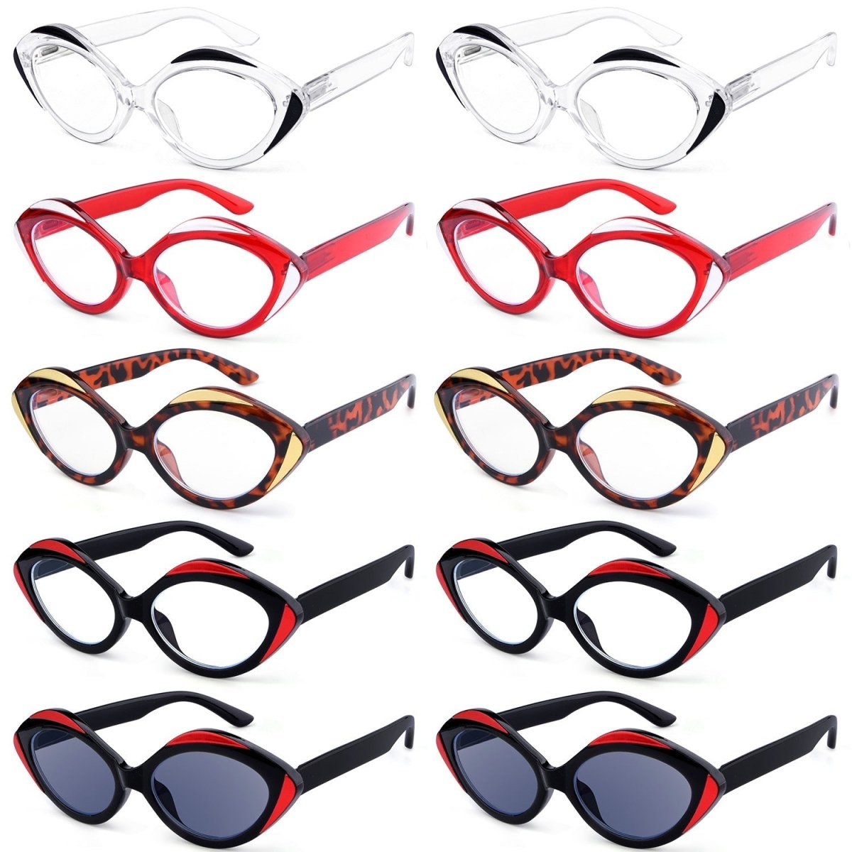 10 Pack Stylish Oval Fully Magnified Reading Glasses R2128 - Gr8sight