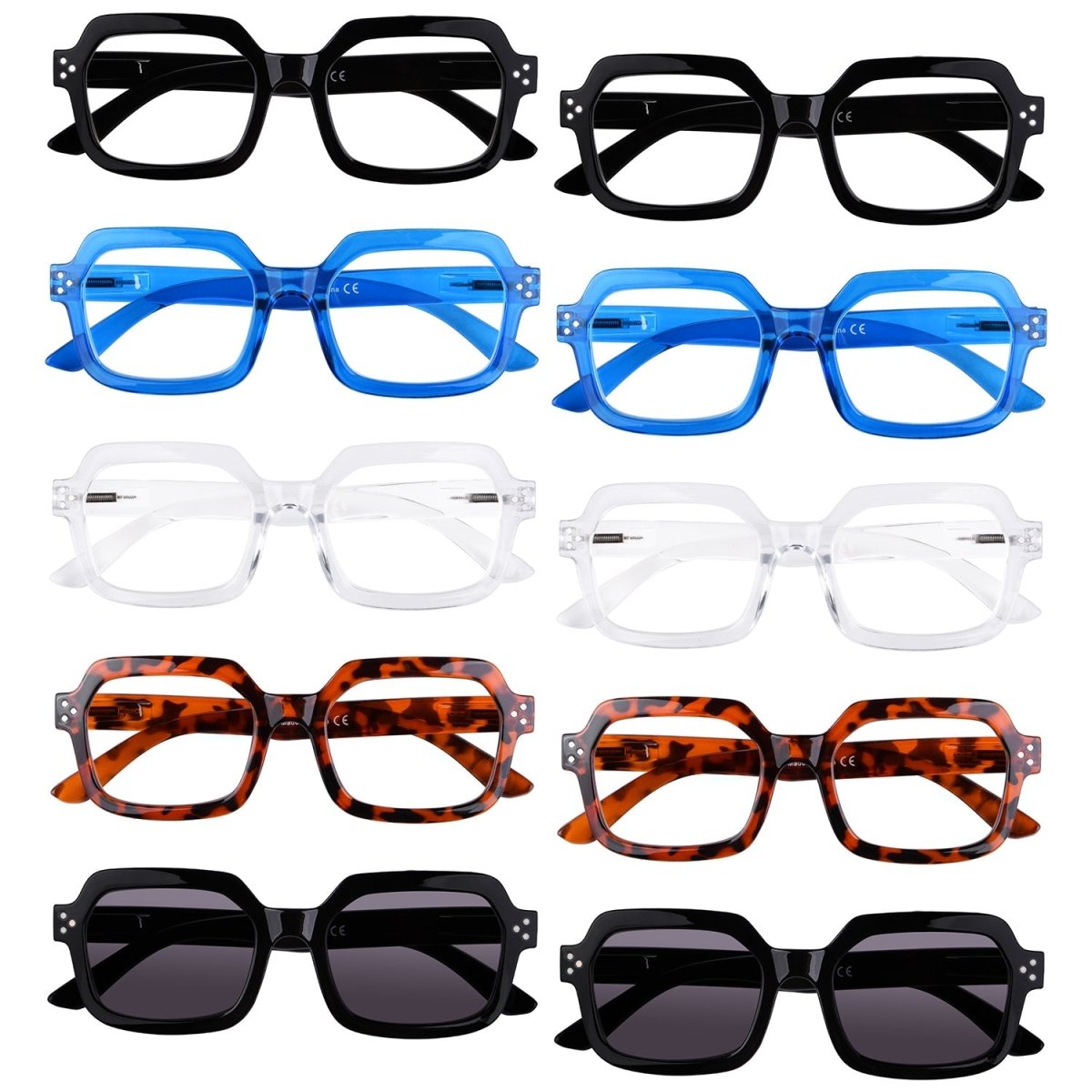 10 Pack Stylish Reading Glasses Spring Hinge Readers R2130 - Gr8sight