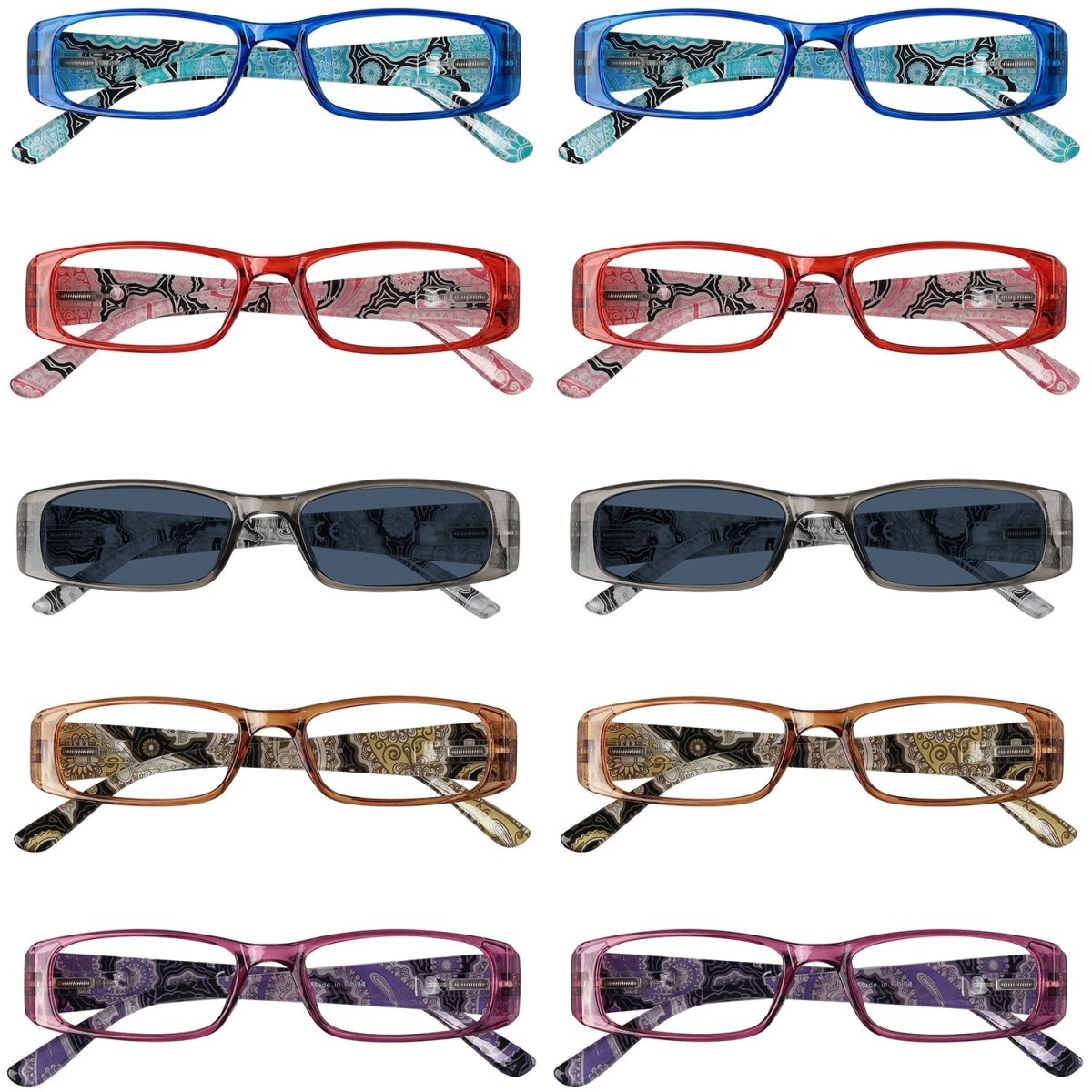 10 Pack Tiger Patterned Temples Reading Glasses with Spring Hinges R006A - Gr8sight