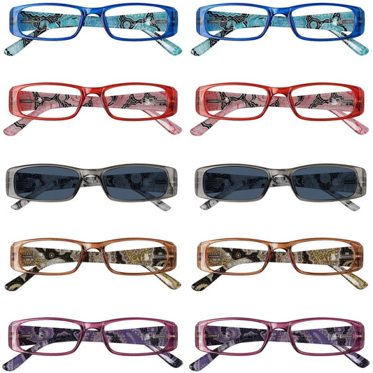 10 Pack Tiger Patterned Temples Reading Glasses with Spring Hinges R006A - Gr8sight