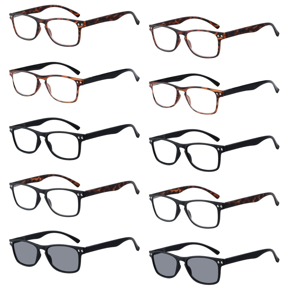 10 Pack Vintage Rectangle Readers Reading Sunglasses R046 - Gr8sight