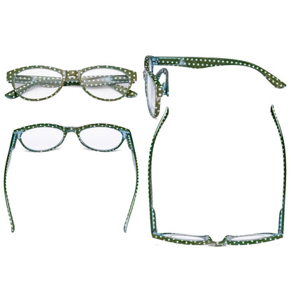 12 Pack Cat - eye Reading Glasses Polka Dot Design Readers R074P - Gr8sight