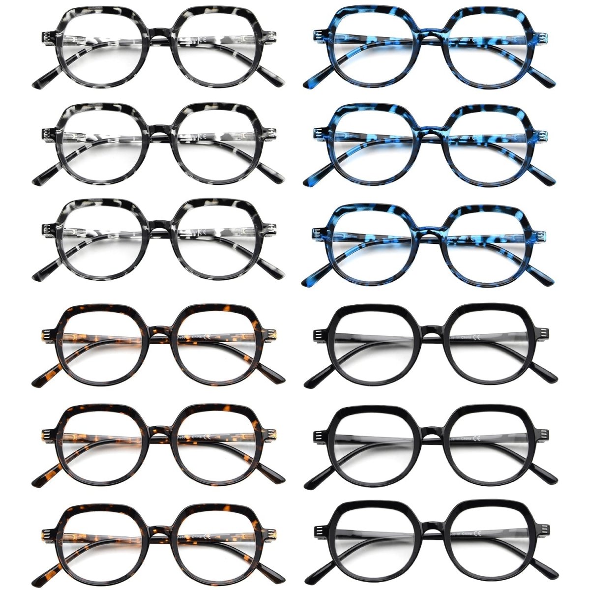 12 Pack Chic Oval Fully Magnified Reading Glasses R2016 - Gr8sight