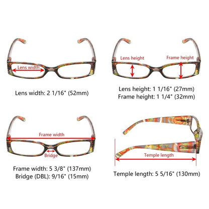 12 Pack Cute Pattern Reading Glasses Rectangular Readers R040G - Gr8sight