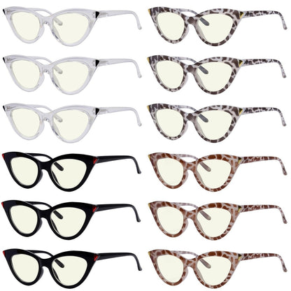 12 Pack Fashion Cat - eye Blue Light Filter Reading Glasses UV2103 - Gr8sight