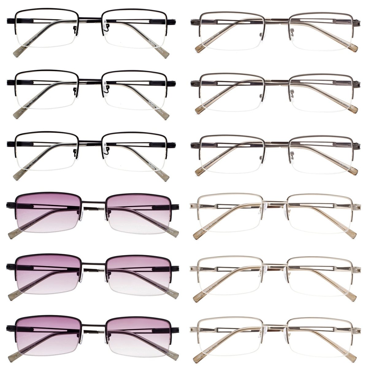 12 Pack Half - rim Metal Reading Glasses with Reading Sunglasses R15014 - Gr8sight