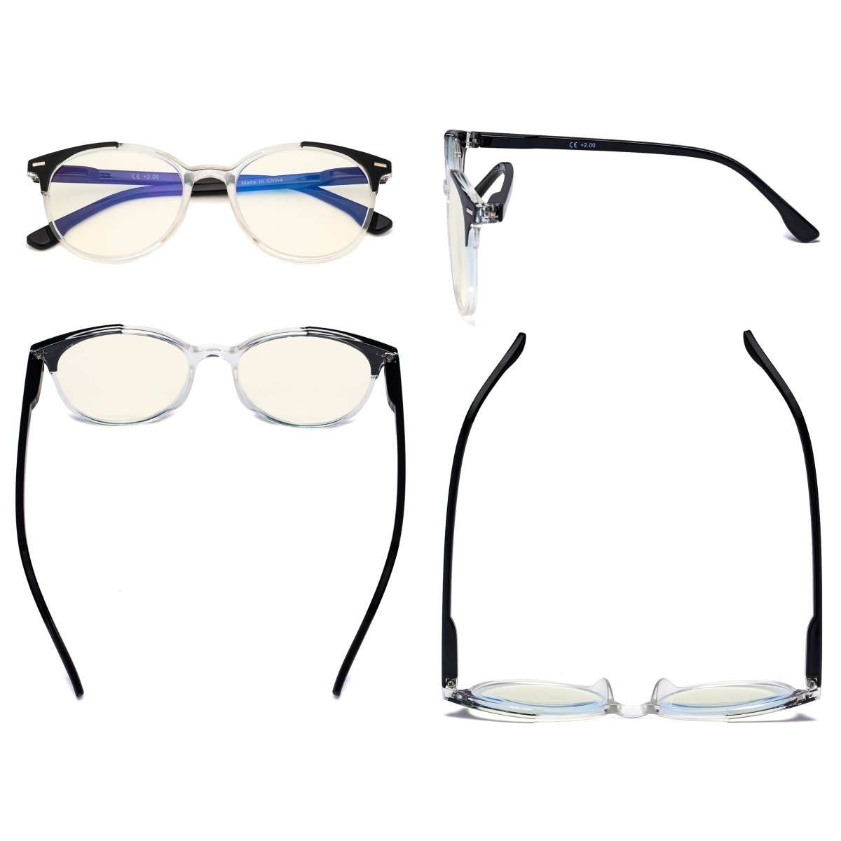 12 Pack Large Frame Blue Light Blocking Reading Glasses Computer Readers UVR9002C - Gr8sight