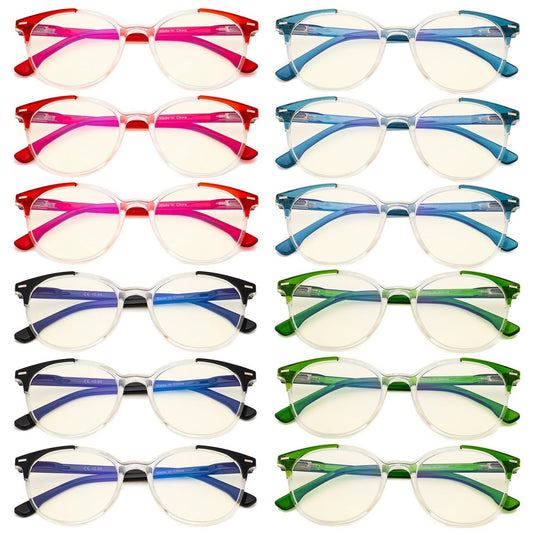 12 Pack Large Frame Blue Light Blocking Reading Glasses Computer Readers UVR9002C - Gr8sight