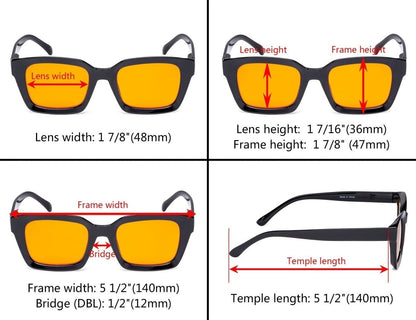 12 Pack Orange Tinted Stylish Blue Light Blocking Reading Glasses DS9106 - Gr8sight