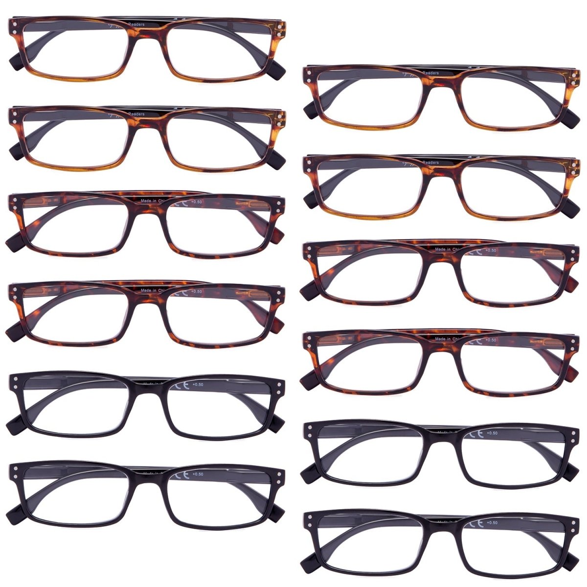 12 Pack Reading Glasses Classic Readers with Spring Hinges R097 - Gr8sight