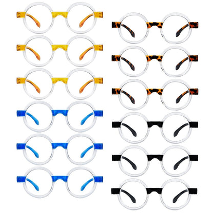 12 Pack Round Funky Reading Glasses Cute Small Readers R2007T - Gr8sight