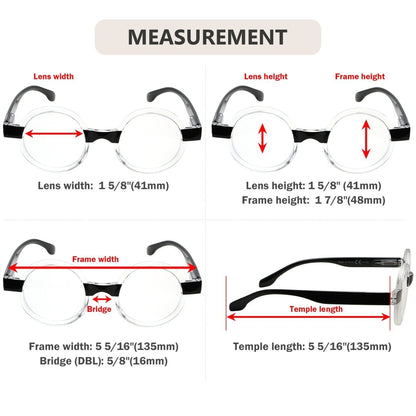 12 Pack Round Funky Reading Glasses Cute Small Readers R2007T - Gr8sight