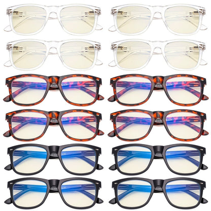 12 Pack Square Blue Light Blocking Reading Glasses Vintage Computer Readers UVR080 - Gr8sight