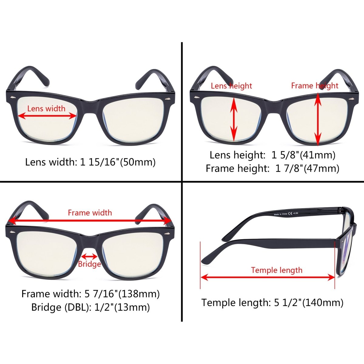 12 Pack Square Blue Light Blocking Reading Glasses Vintage Computer Readers UVR080 - Gr8sight