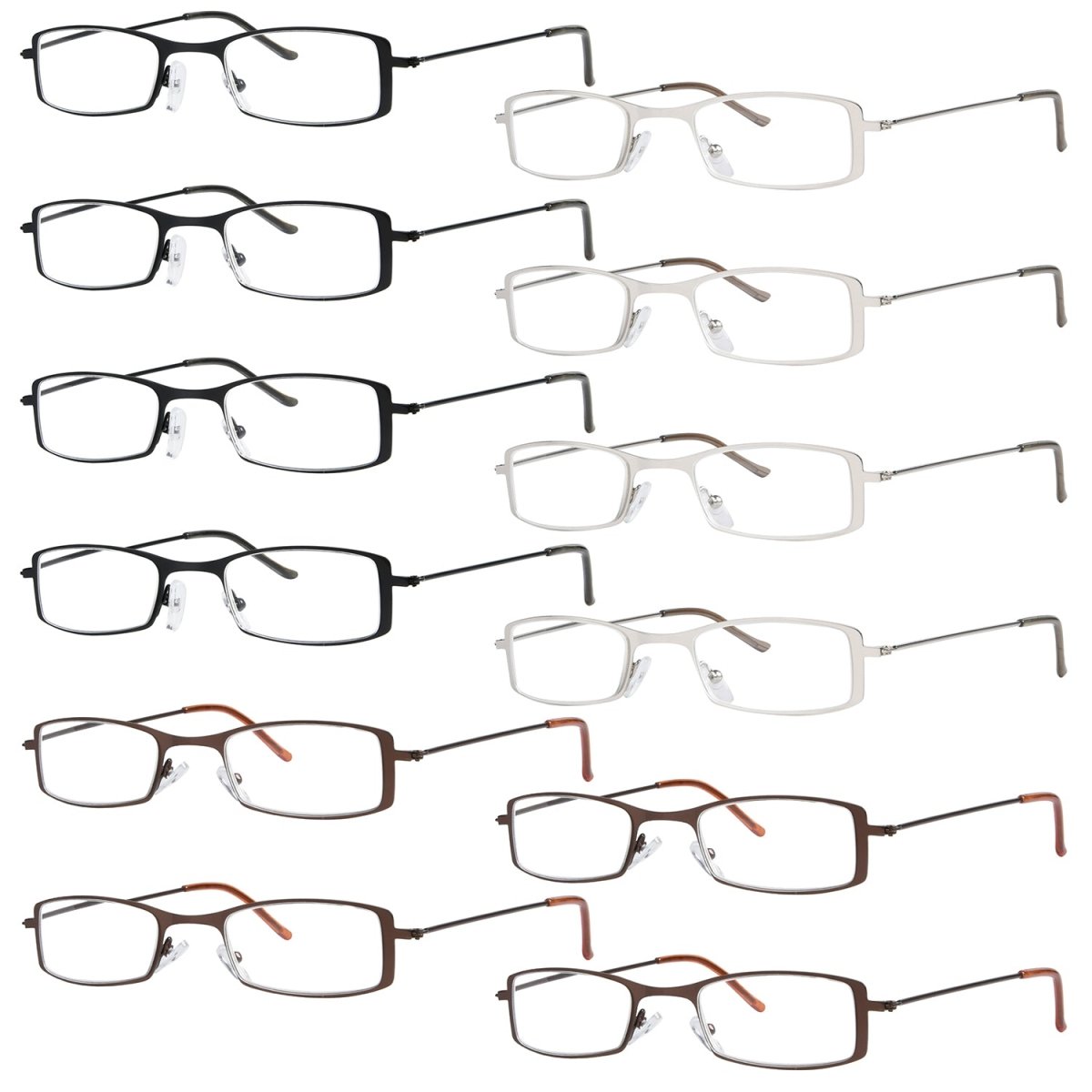 12 Pack Stainless Steel Metal Frame Lightweight Reading Glasses R15005 - Gr8sight