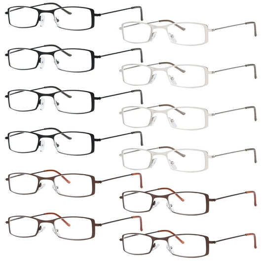 12 Pack Stainless Steel Metal Frame Lightweight Reading Glasses R15005 - Gr8sight