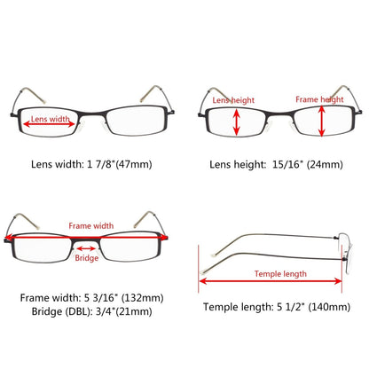 12 Pack Stainless Steel Metal Frame Lightweight Reading Glasses R15005 - Gr8sight