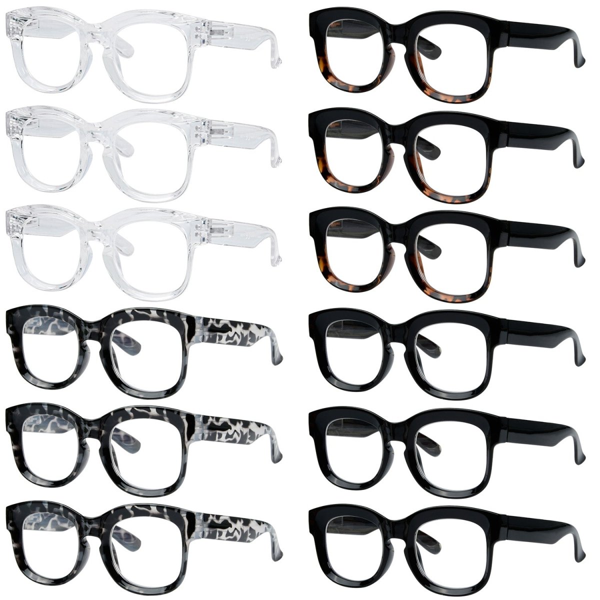 12 Pack Thicker Frame Reading Glasses Ladies Readers R2013 - Gr8sight