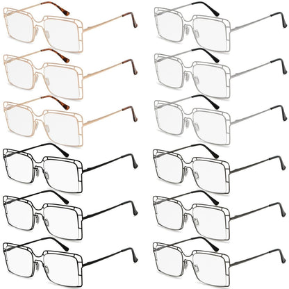 12 Pack Thin Metal Hollow Frame Reading Glasses R2301 - Gr8sight