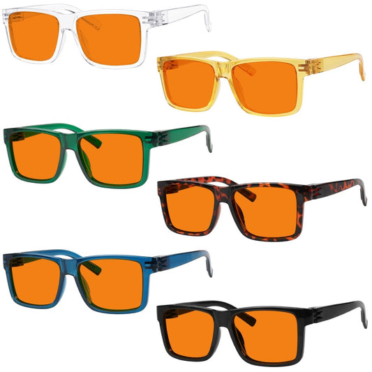 6 Pack 100% Blue Blocking Orange Glasses Nighttime Metalless Screwless Glasses NR2142 - B98 - Gr8sight