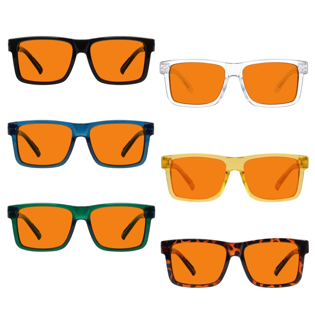 6 Pack 100% Blue Blocking Orange Glasses Nighttime Metalless Screwless Glasses NR2142 - B98 - Gr8sight