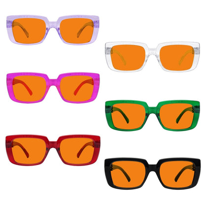 6 Pack 100% Blue Light Blocking Glasses Orange Lens Metalless Screwless NR9107 - B98 - Gr8sight